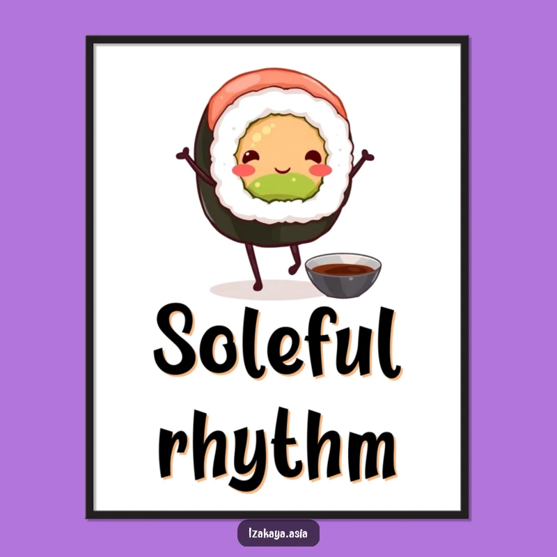 Funny Sushi Roll Dance Digital Art - Instant Hilarious Japanese Food Decor