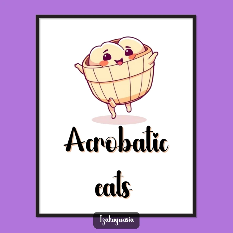 Funny Dim Sum Cartwheel Poster - Hilarious Food Art for a Lively Room