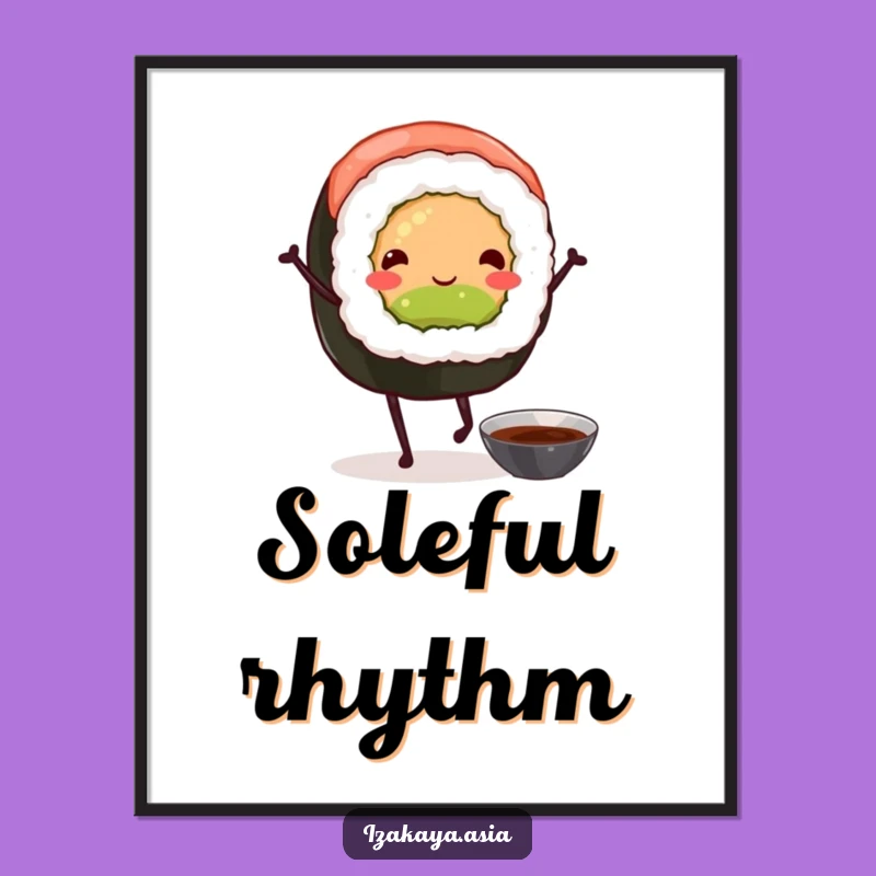 Funny Sushi Roll Dance Poster - Hilarious Food Art for a Cheerful Wall
