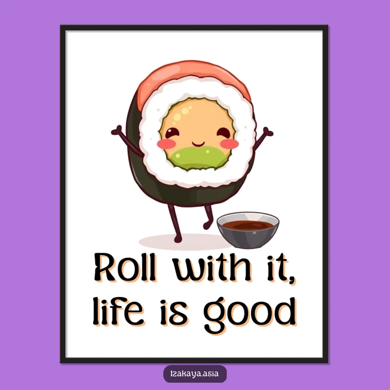 Free Printable Dancing Sushi Wall Art - Funny Foodie Downloadable Decor