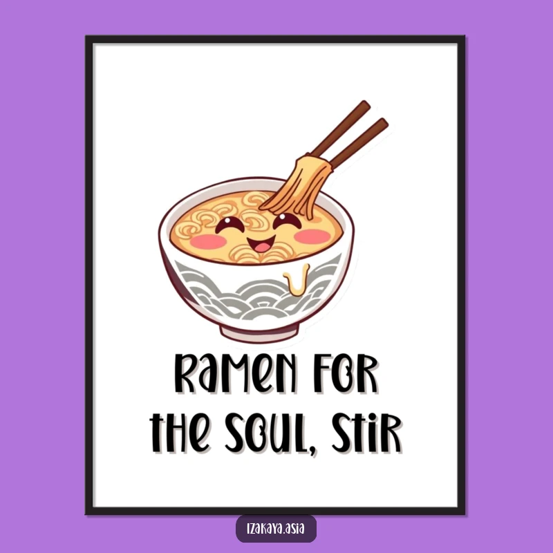 Free Printable Giggling Ramen Wall Art - Funny Foodie Downloadable Decor